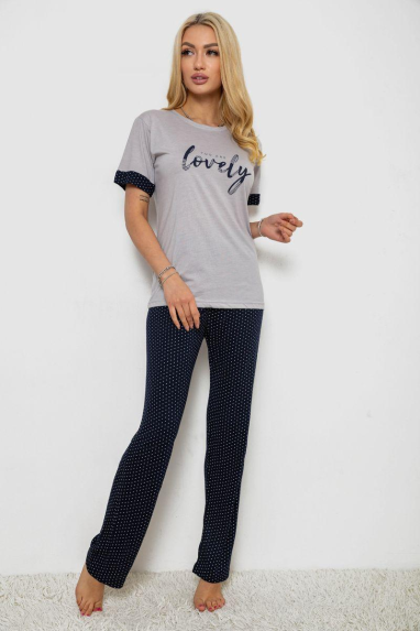 Піжама жіноча з принтом, колір сірий, 243R2120 Ager, XL, 50, XL