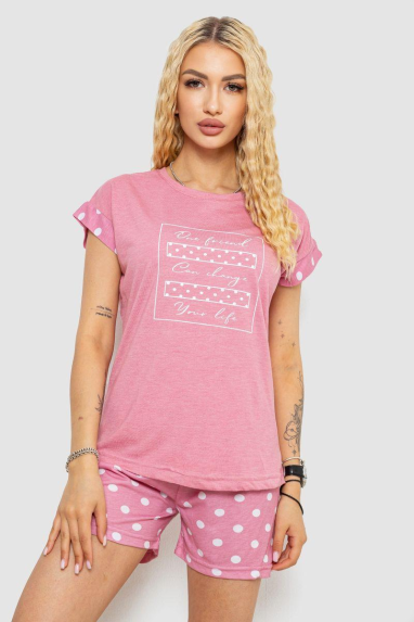 Піжама жіноча з принтом, колір пудровий, 243R2110 Ager, XL, 50, XL