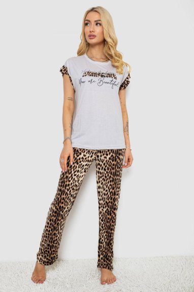 Піжама жіноча з принтом, колір сірий, 243R2101 Ager, XL, 50, XL