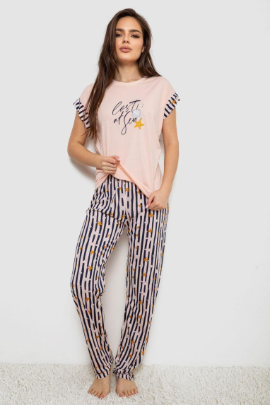 Піжама жіноча з принтом, колір персиковий, 243R2099 Ager, XL, 50, XL