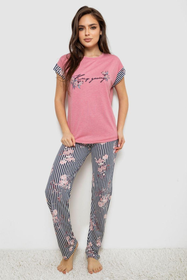Піжама жіноча з принтом, колір пудровий, 243R2093-5 Ager, XL, 50, XL