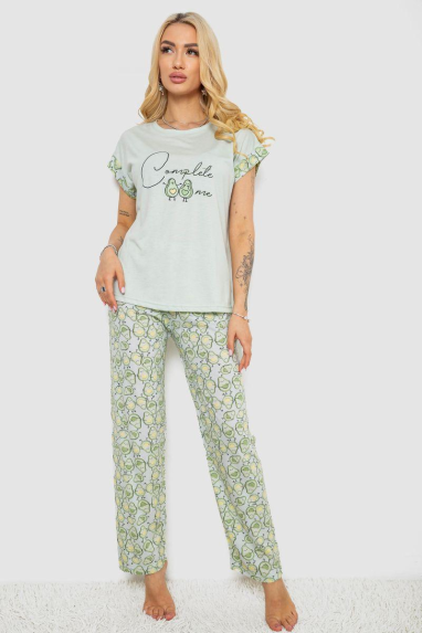 Піжама жіноча з принтом, колір м“ятний, 243R2085 Ager, XL, 50, XL
