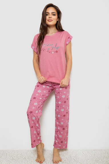 Піжама жіноча з принтом, колір пудровий, 243R2084 Ager, XL, 50, XL