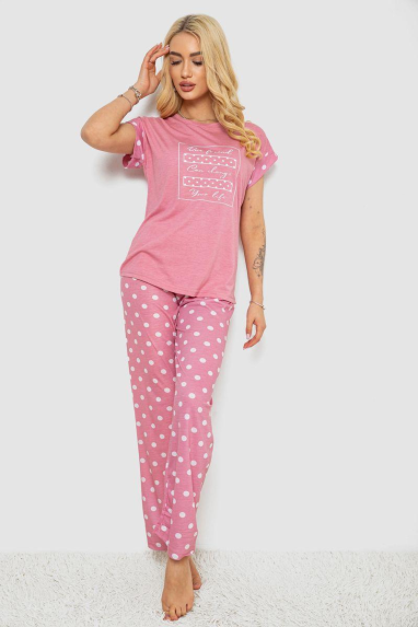 Піжама жіноча з принтом, колір пудровий, 243R2082 Ager, XL, 50, XL
