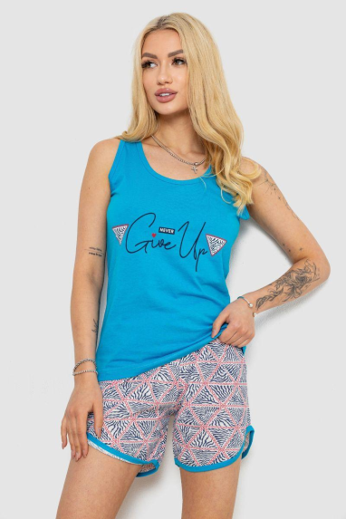 Піжама жіноча з принтом, колір блакитний, 243R2061 Ager, XL, 50, XL