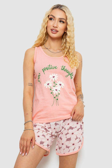 Піжама жіноча з принтом, колір персиковий, 243R2049 Ager, XL, 50, XL