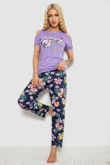 Піжама жіноча з принтом, колір бузковий, 243R2038-D Ager, XXL, 52, XXL