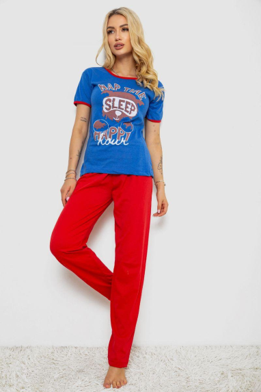 Піжама жіноча з принтом, колір синій, 243R20258 XL, 50, XL