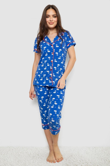 Жіноча піжама з принтом, колір синій, 243R19014 Ager, XL, 50, XL