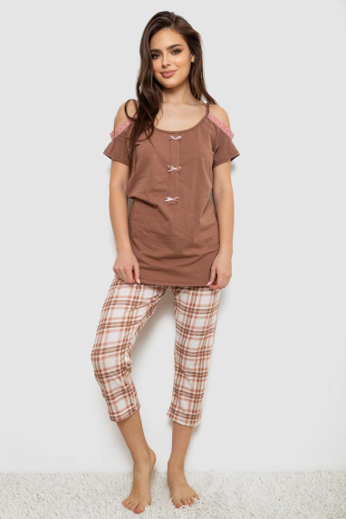 Піжама жіноча, колір коричневий, 243R1602-014 Ager, XXL, 52, XXL