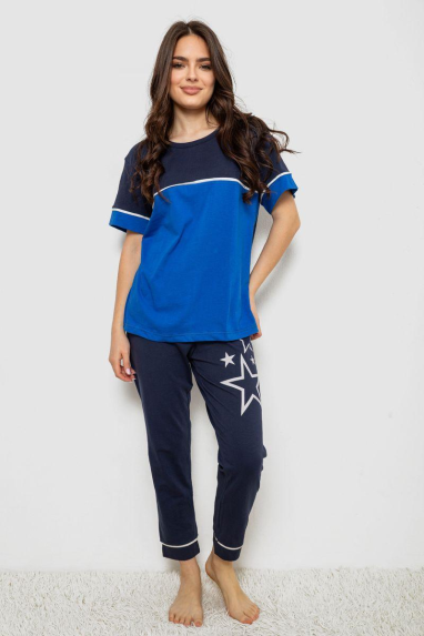 Піжама жіноча з принтом, колір синій, 243R1600-027 Ager, XXL, 52, XXL