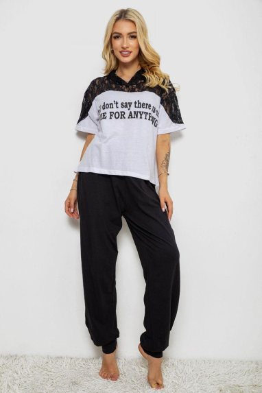 Піжама жіноча з принтом, колір білий, 243R1600-024 Ager, XXL, 52, XXL