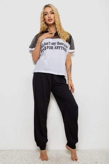 Піжама жіноча з принтом, колір білий, 243R1600-024-2 Ager, XXL, 52, XXL