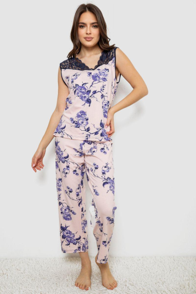 Піжама жіноча з принтом, колір персиковий, 243R1600-018 Ager, XXXL, 54, XXXL