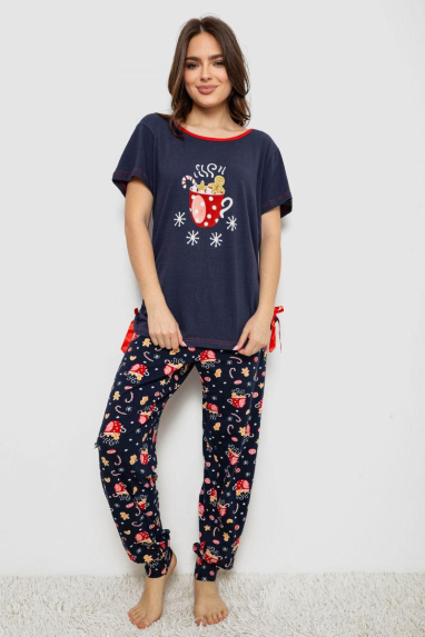 Піжама жіноча з принтом, колір синій, 243R1600-012 Ager, XXXL, 54, XXXL