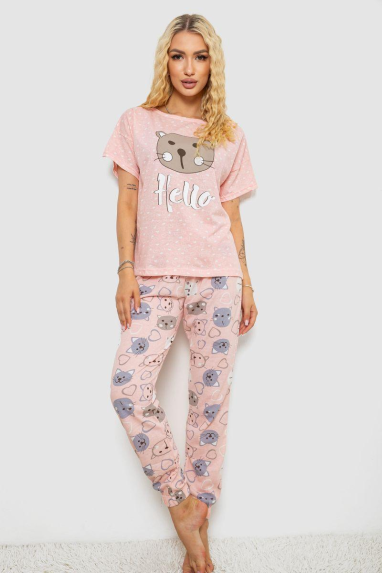 Піжама жіноча з принтом, колір рожевий, 243R15472 Ager, XL, 50, XL