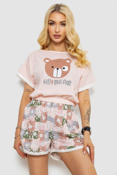 Піжама жіноча з принтом, колір рожевий, 243R15414 Ager, XL, 50, XL