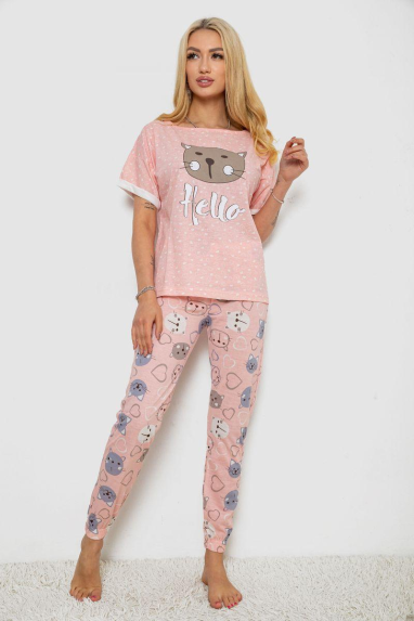 Піжама жіноча з принтом, колір персиковий, 243R15240 Ager, XL, 50, XL