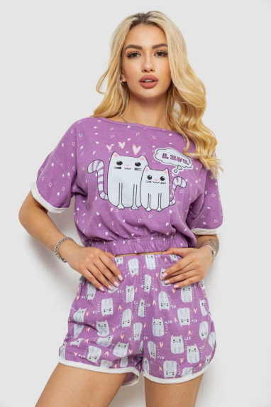 Піжама жіноча з принтом, колір фіолетовий, 243R15236 Ager, XL, 50, XL