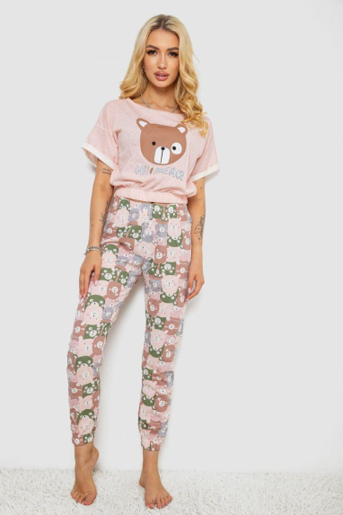 Піжама жіноча з принтом, колір рожевий, 243R15204 Ager, XL, 50, XL