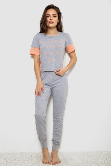 Піжама жіноча, колір сірий, 243R1488-016 XL, 50, XL