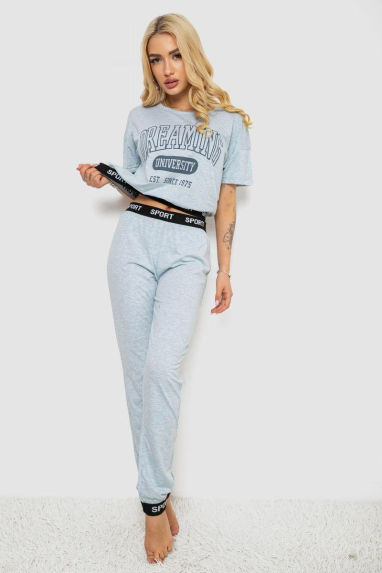 Піжама жіноча з принтом, колір сірий, 243R1488-015 Ager, XL, 50, XL