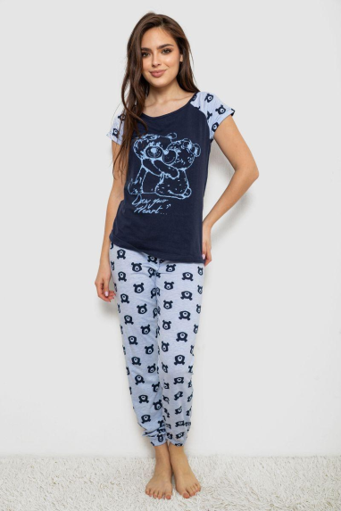 Піжама жіноча з принтом, колір синій, 243R1484-020 Ager, XL, 50, XL