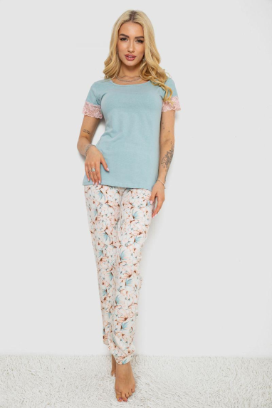 Піжама жіноча з принтом, колір оливковий, 243R1484-005 Ager, XL, 50, XL