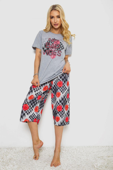 Піжама жіноча з принтом, колір сірий, 243R10373 Ager, XL, 50, XL