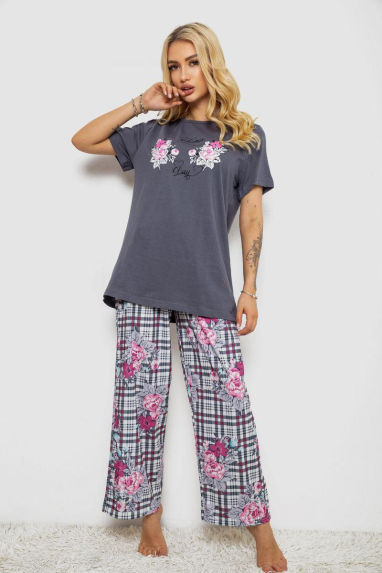 Піжама жіноча з принтом, колір сірий, 243R10367 Ager, XXL, 52, XXL