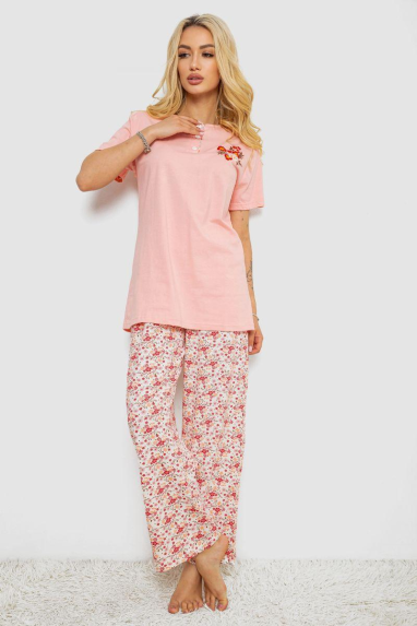 Піжама жіноча з принтом, колір персиковий, 243R10363 Ager, XL, 50, XL