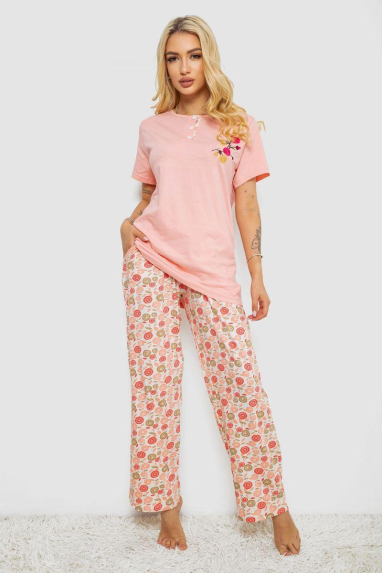 Піжама жіноча з принтом, колір персиковий, 243R10353 Ager, XL, 50, XL