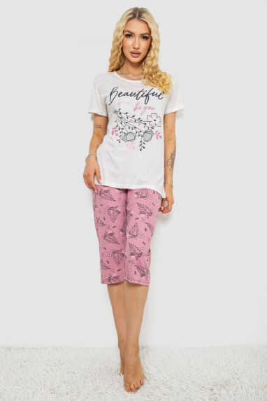 Піжама жіноча з принтом, колір молочний, 243R10311 Ager, XL, 50, XL