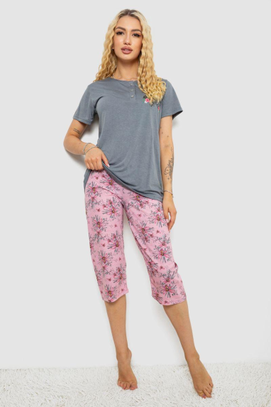 Піжама жіноча з принтом, колір сірий, 243R10293 Ager, XL, 50, XL