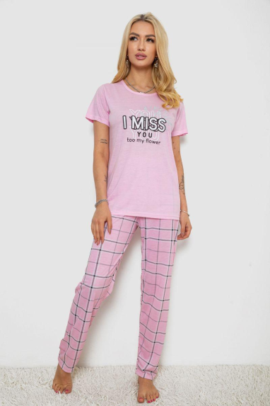 Піжама жіноча з принтом, колір рожевий, 243R10290 Ager, XL, 50, XL