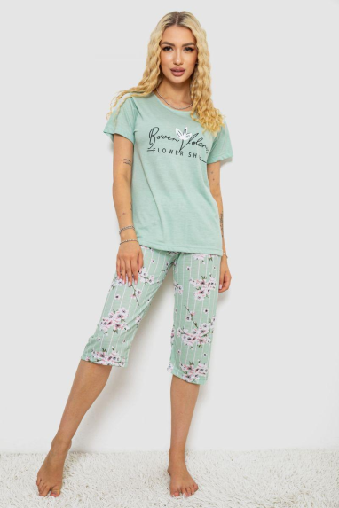 Піжама жіноча з принтом, колір м“ятний, 243R10279 Ager, XL, 50, XL