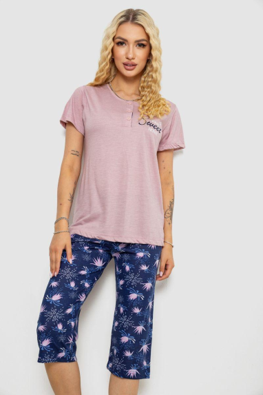 Піжама жіноча з принтом, колір пудровий, 243R10248 Ager, XL, 50, XL
