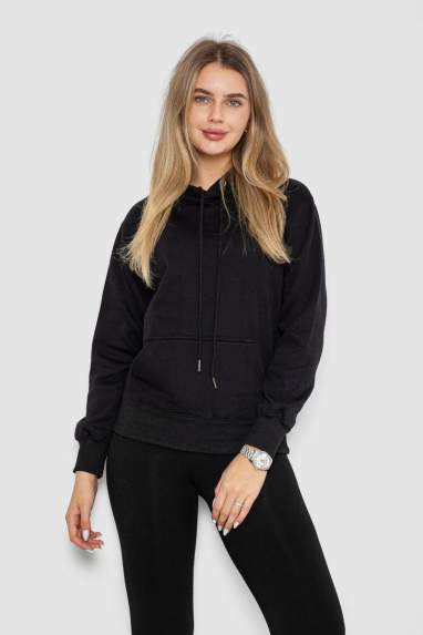 Худі жіночий на флісі, колір чорний, 242R053 50, XL
