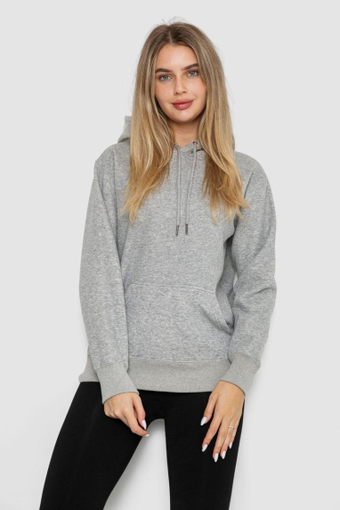 Худі жіночий на флісі, колір сірий, 242R053 52, XXL
